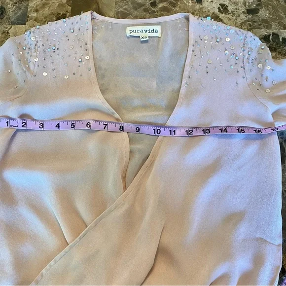 RARE Pura Vida pink sheer long sleeved top size XS - Picture 14 of 15